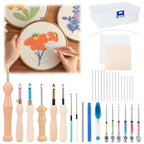 Miawtro 35 Stück Punch Needle Set,Sticknadel Verstellbar,Stickset für Anfänger,Sticken Set Erwachsene,Enthält Stickstift, Sticknadel, Sticktuch usw,Zum Selbernähen und Sticken Miawtro 35 Stück Punch Needle Set,Sticknadel Verstellbar,Stickset für Anfänger,Sticken Set Erwachsene,Enthält Stickstift, Sticknadel, Sticktuch usw,Zum Selbernähen und Sticken von Miawtro