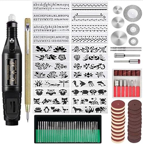 Miawtro Multifunktionales Werkzeug,Gravur Gerät für Holzbearbeitung mit Einstellbarer Geschwindigkeit, Gravierstift mit 108 Zubehörteilen zum Gravieren, Bohren Miawtro Multifunktionales Werkzeug,Gravur Gerät für Holzbearbeitung mit Einstellbarer Geschwindigkeit, Gravierstift mit 108 Zubehörteilen zum Gravieren, Bohren von Miawtro