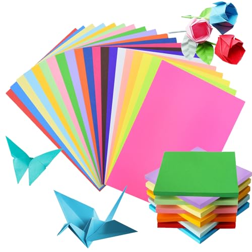 Miayical Origami-Papier, 200 Blatt Faltpapier Bunt, 30x21 & 15x15CM, Doppelseitig Quadratisch, für DIY Schul Kunsthandwerksprojekte, Kinder und Erwachsene von Miayical