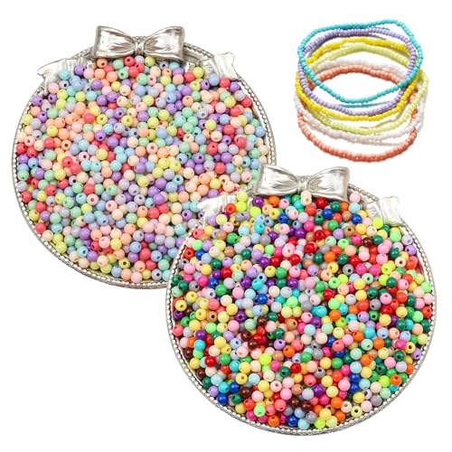 Perlen für Armbänder, 3600 Stück Perlen Zum Auffädeln, Runde Bunte Perlen, Bastelperlen, für Schmuckherstellung DIY Armbänder Halsketten Handwerk Perlen für Armbänder, 3600 Stück Perlen Zum Auffädeln, Runde Bunte Perlen, Bastelperlen, für Schmuckherstellung DIY Armbänder Halsketten Handwerk von Miayical