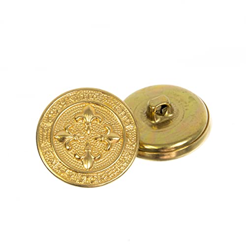 Mibo 10 Stück Gold Metall Schaft Knopf 36L (22 mm) mit Fleur de Lis Design Muster – Gold von Mibo Buttons & Accessories