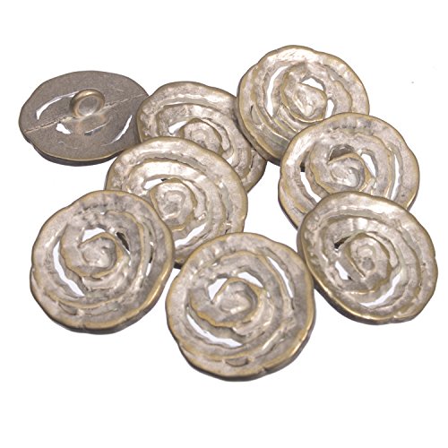 Mibo 10 Stück Zinkdruckguss-Metall-Schaft-Knopf – Spiral-Spulenmuster – 36 l (22 mm) – silbernes Messing von Mibo Buttons & Accessories