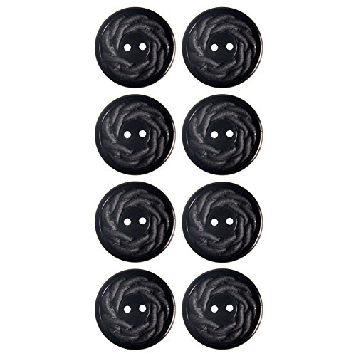 Mibo Knöpfe aus Nylonharz, 2 Löcher, geflochtenes nautisches Seil-Design, 44 l (28 mm), Schwarz, 6 Stück von Mibo Buttons & Accessories