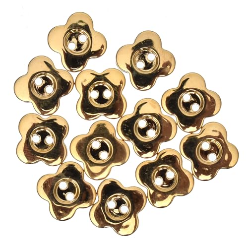 Mibo Knöpfe mit ABS-Metallbeschichtung, 2 Löcher, Kleeblattform, 18 l (11 mm), Gold, 12 Stück von Mibo Buttons & Accessories