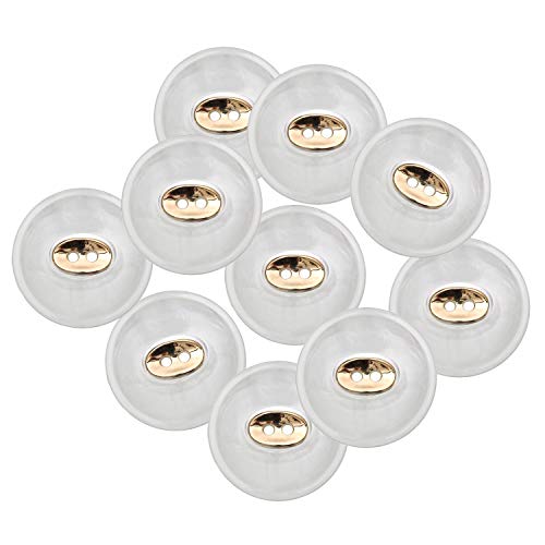 Mibo Kombinationsknöpfe (2 Stück), 2 Löcher, transparenter Boden mit konkavem, ovalem Metalleinsatz, 28 l (18 mm), Gold, 10 Stück von Mibo Buttons & Accessories