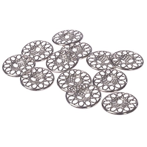 Mibo Zinkdruckguss-Metallknöpfe, 2 Löcher, perforiertes filigranes Design, 24 l (15 mm), Nickel, 12 Stück von Mibo Buttons & Accessories