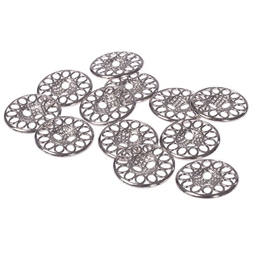 Mibo Zinkdruckguss-Metallknöpfe, 2 Löcher, perforiertes filigranes Design, 28 l (18 mm), Nickel, 12 Stück von Mibo Buttons & Accessories