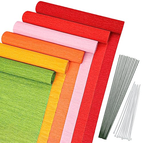 Krepppapier, MicButty 6 Farben Krepppapier rot, 25x250cm krepppapier Bunt Zum Basteln, Kreppband Bunt Bänder Crepe Paper, Krepppapierrollen, für Hochzeit, Geburtstag, Weihnachten, Papierhandwerk von MicButty