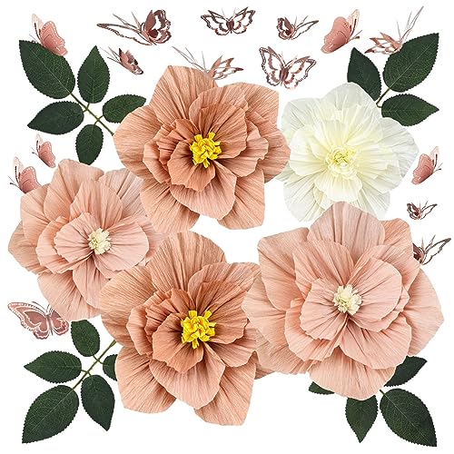 MicButty Papierblumen Dekoration, Papierblumen Dekorationen für Wand Seidenpapier Blumen Wanddeko Mit Schmetterlingen,Laub Riesige Fiesta Crepe Papier Blumen für Babyparty Bridal Showers Party MicButty Papierblumen Dekoration, Papierblumen Dekorationen für Wand Seidenpapier Blumen Wanddeko Mit Schmetterlingen,Laub Riesige Fiesta Crepe Papier Blumen für Babyparty Bridal Showers Party von MicButty