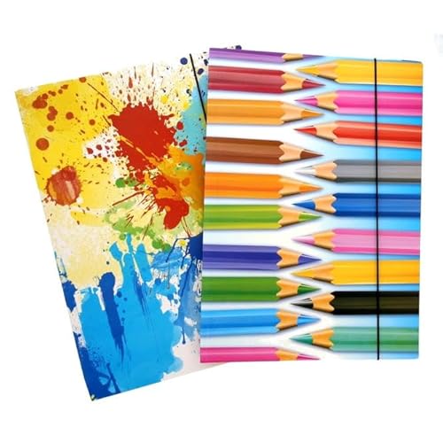 Gummizugmappe - DIN A4 - Motiv Stifte oder Farbkleckse - 1 Stück Gummizugmappe - DIN A4 - Motiv Stifte oder Farbkleckse - 1 Stück von Mica College