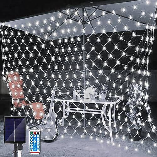 Micacorn Solar LED Lichternetz,2 x 3M Wasserdichte Lichterkette Netz 8 Modi 198 LED Lichternetz Lichtervorhang mit Fernbedienung Net Lichterketten für Garten Weihnachten Hochzeit Party Dekorationen von Micacorn