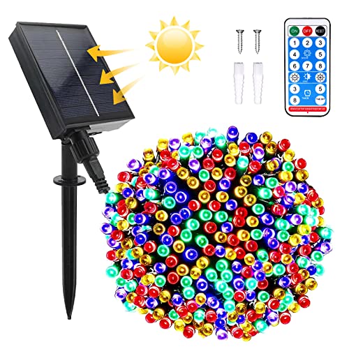 Micacorn Solar Lichterkette Aussen, Wasserdichte Lichterkette 22 Meter 8 Modi 200 LED Solar Lichterkette mit Fernbedienung für Garten Hochzeits Terrassen Bäume Party Weihnachten Dekoration von Micacorn