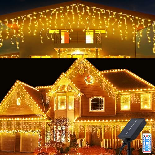 Solar Eisregen Lichterkette mit USB-Ladung 8M Wasserdicht Eisregen Lichterkette 8 Modes 288 LEDs 48 Pcs Vorhang Lichter mit Fernbedienung für Garten Hochzeit Party Weihnachtsdekoration Solar Eisregen Lichterkette mit USB-Ladung 8M Wasserdicht Eisregen Lichterkette 8 Modes 288 LEDs 48 Pcs Vorhang Lichter mit Fernbedienung für Garten Hochzeit Party Weihnachtsdekoration von Micacorn