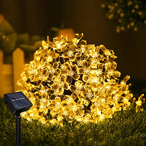 Micacorn Solar LED Lichterkette Garten, Blumen Wasserdichte Lichterkette 7 Meter 8 Modi 50 LED Kirschblüte Solar Lichterkette für Außen Hochzeits Terrassen Party Weihnachten Dekoration von Micacorn