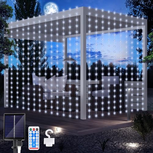 Solar Lichterketten Aussen, Solar Lichtervorhang 3Mx3M 300 LED Wasserfall Lichterkette 8 Modi Wasserdichte Vorhang Lichter mit Fernbedienung für Weihnachten Hochzeit Party Garten Dekorationen Solar Lichterketten Aussen, Solar Lichtervorhang 3Mx3M 300 LED Wasserfall Lichterkette 8 Modi Wasserdichte Vorhang Lichter mit Fernbedienung für Weihnachten Hochzeit Party Garten Dekorationen von Micacorn