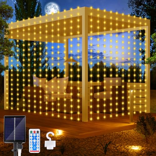 Solar Lichterketten Aussen, Solar Lichtervorhang 3Mx3M 300 LED Wasserfall Lichterkette 8 Modi Wasserdichte Vorhang Lichter mit Fernbedienung für Weihnachten Hochzeit Party Garten Dekorationen Solar Lichterketten Aussen, Solar Lichtervorhang 3Mx3M 300 LED Wasserfall Lichterkette 8 Modi Wasserdichte Vorhang Lichter mit Fernbedienung für Weihnachten Hochzeit Party Garten Dekorationen von Micacorn