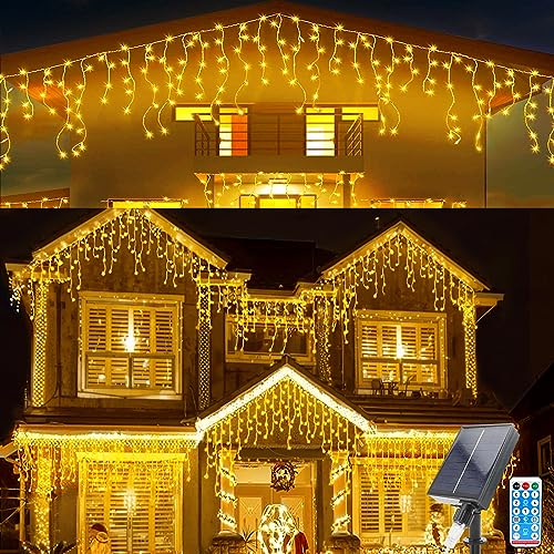 Solar Lichtervorhang Aussen, 8M Wasserdichte Vorhang Lichter, 44 Pcs Solar String Lichter 8 Modes 264 LED Lichterketten Vorhang mit Fernbedienung für Gartendeko Balkon Hochzeit Weihnachten von Micacorn