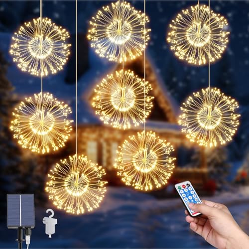 Solar String Garten Lichter, 8Pack Hängende Solar Feuerwerk Lichter 800 LEDs 8 Modes Lichterkette Außen Starburst Wasserdichte Kupferdraht Lichter mit Fernbedienung für Home Xmas Außendekorationen Solar String Garten Lichter, 8Pack Hängende Solar Feuerwerk Lichter 800 LEDs 8 Modes Lichterkette Außen Starburst Wasserdichte Kupferdraht Lichter mit Fernbedienung für Home Xmas Außendekorationen von Micacorn