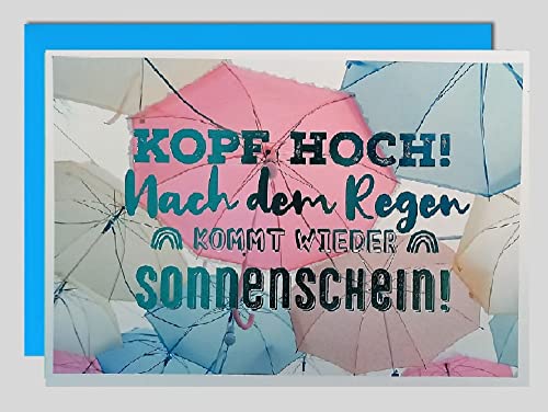 Michel-Verlag Spruchkarte KOPF HOCH! Nach dem Regen kommt wieder Sonnenschein! Klappkarte incl. farblich passendem Briefumschlag. von Michel-Verlag