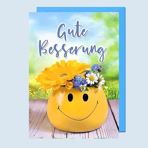Michel Verlag Fröhliche Grußkarte GUTE BESSERUNG Genesung, mit lustigem Smiley-Motiv, Klappkarte zur Aufmunterung, inkl. farblich passendem Briefumschlag, Format 12x17cm. Made in Germany! Michel Verlag Fröhliche Grußkarte GUTE BESSERUNG Genesung, mit lustigem Smiley-Motiv, Klappkarte zur Aufmunterung, inkl. farblich passendem Briefumschlag, Format 12x17cm. Made in Germany! von Michel Verlag