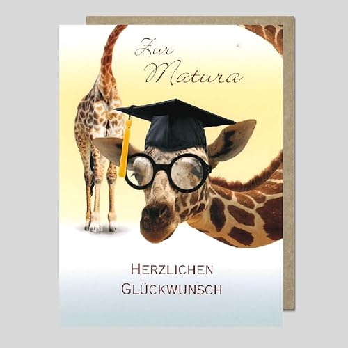 Michel Verlag Glückwünsche zur PRÜFUNG. Lustige Klappkarte GIRAFFE Doktorhut inkl. Umschlag. Grußkarte zum bestandenen Erfolg Examen Master Studium Abschluss Ausbildung Reifeprüfung.12x17cm von Michel Verlag