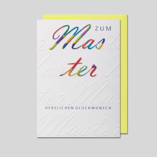 Michel Verlag Glückwunsch zum MASTER Abschluss. Hochwertige Klappkarte inkl. Umschlag. 12x17cm, Grußkarte Studium beendet – Geschenkidee Abschlussprüfung Universität, Made in Germany! (Schriftkarte) von Michel Verlag