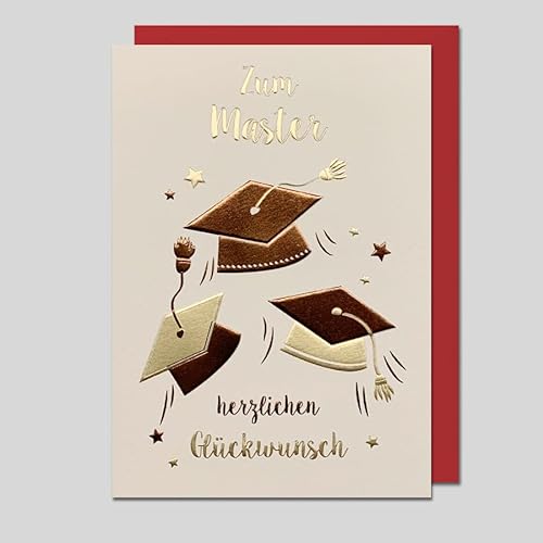 Michel Verlag Glückwunsch zum MASTER Abschluss. Hochwertige Klappkarte inkl. Umschlag. 12x17cm, Grußkarte Studium beendet – Geschenkidee Abschlussprüfung Universität, Made in Germany! (hochwertig) von Michel Verlag