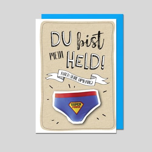 Michel Verlag Glückwunschkarte DU BIST MEIN HELD! AUCH OHNE UMHANG! Superman Motiv inspiriert vom Film 2025, Grußkarte für Fans, Klappkarte inkl. Umschlag, Comic Stil. Format 12x17cm. Made in Germany! von Michel Verlag