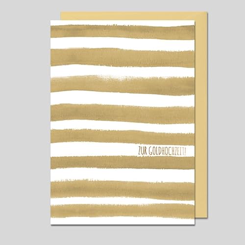 Michel Verlag Glückwunschkarte GOLDHOCHZEIT 50 – Klappkarte Goldene Hochzeit inkl. Umschlag Jubiläumspaar, Jubiläumskarte 50. Hochzeitstag – hochwertige Karte zum 50 Ehejubiläum (Goldstreifen) von Michel Verlag