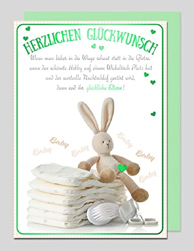 Michel-Verlag Glückwunschkarte zur GEBURT mit Spruch. Klappkarte incl. farblich passendem Briefumschlag. von Michel-Verlag