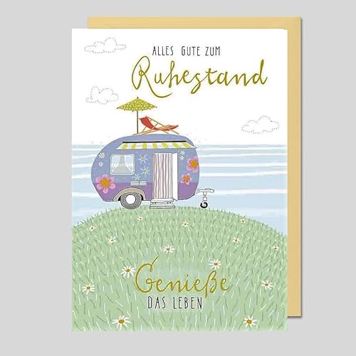 Michel Verlag Grußkarte Alles Gute Zum RUHESTAND, Glückwunsch RENTE Genieße das Leben - Abschied für Kollegen, Freunde. Klappkarte inkl. farblich passendem Briefumschlag. 12x17cm. Made in Germany! von Michel Verlag