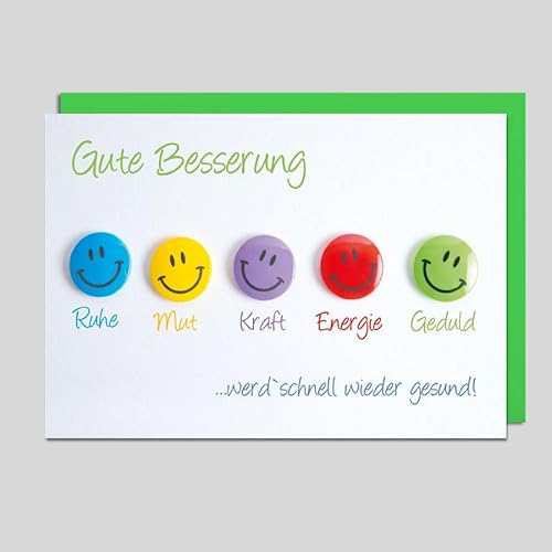 Michel-Verlag Grußkarte GUTE BESSERUNG Genesung mit positiven Wünschen, Klappkarte zur Aufmunterung, inkl. farblich passendem Briefumschlag, Format 12x17cm. Made in Germany! von Michel-Verlag