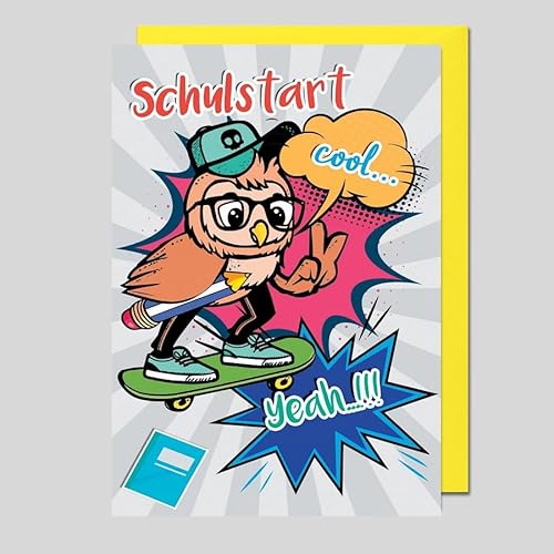 Michel Verlag Grußkarte zur Einschulung – Glückwunschkarte zum SCHULSTART für Jungen & Mädchen – Schulanfang Format 17x12cm - Klappkarte mit Umschlag – liebevoll & kindgerecht – Made in Germany! von Michel Verlag