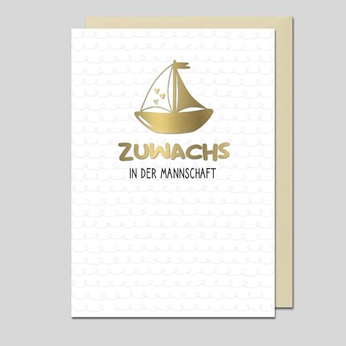 Michel Verlag Hochwertige Glückwunschkarte ZUWACHS in der Mannschaft. Klappkarte inkl. Umschlag. Edle Karte zur Geburt Kind –Mädchen Junge Baby– Geschenkidee zum Nachwuchs, 12x17cm, Made in Germany! von Michel Verlag