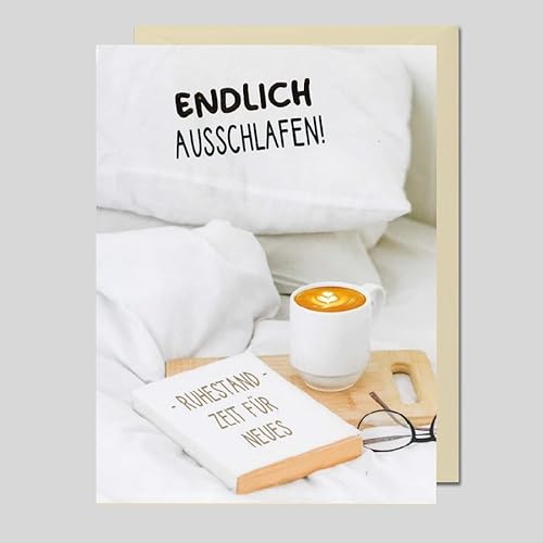 Michel Verlag Lustige Grußkarte Zum RUHESTAND, Glückwunsch RENTE Endlich Ausschlafen - Abschied für Kollegen, Freunde. Klappkarte inkl. farblich passendem Briefumschlag. 12x17cm. Made in Germany! von Michel Verlag