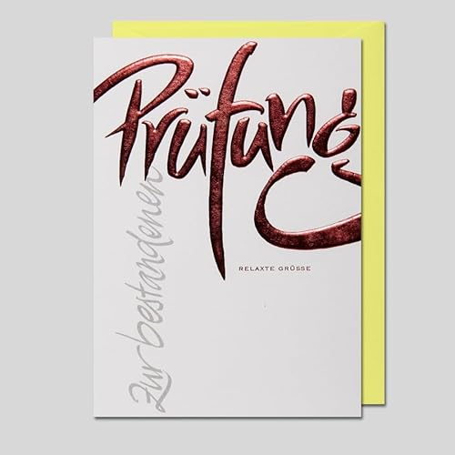 Michel Verlag Premium Grußkarte Zur PRÜFUNG, edle Folienprägung in rot, Glückwunsch Erfolg bestandene Prüfung, Schriftkarte Kalligraphie, Klappkarte inkl. Umschlag. 12x17cm. Made in Germany! Michel Verlag Premium Grußkarte Zur PRÜFUNG, edle Folienprägung in rot, Glückwunsch Erfolg bestandene Prüfung, Schriftkarte Kalligraphie, Klappkarte inkl. Umschlag. 12x17cm. Made in Germany! von Michel Verlag