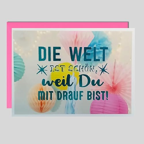 Michel Verlag Spruchkarte DIE WELT IST SCHÖN, WEIL DU MIT DRAUF BIST! Grußkarte mit Spruch in edler Folienprägung; Klappkarte inkl. farblich passendem Briefumschlag. 12x17cm. Made in Germany! Michel Verlag Spruchkarte DIE WELT IST SCHÖN, WEIL DU MIT DRAUF BIST! Grußkarte mit Spruch in edler Folienprägung; Klappkarte inkl. farblich passendem Briefumschlag. 12x17cm. Made in Germany! von Michel Verlag