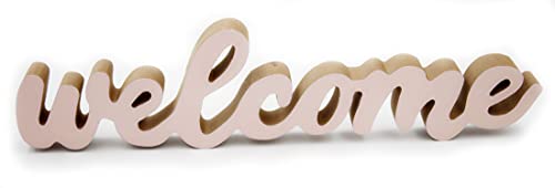 MichelToys Schriftzug Wort Welcome rosa, Buchstaben aus Holz, Deko-Figur, 32x8x2cm rosé Willkommen von MichelToys