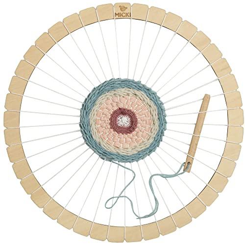 Micki Webrahmen Kinder - Kinder Webrahmen rund mit Garn und Webnadel - Bastelset Kinder 3 Jahre und älter - Weben für Kinder DIY Set - Rundwebrahmen - Webstuhl Kinder basteln - by von Micki