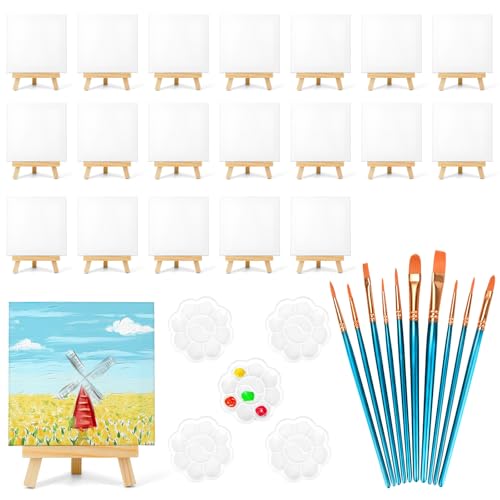 20 Stück 15x15cm Mini-Leinwände für Malerei, kleine gestreckte Malerei Leinwand Panel mit Mini Staffelei, Kunst Leinwand Malerei Kit mit 10 Pinsel & 5 Paint Tray… 20 Stück 15x15cm Mini-Leinwände für Malerei, kleine gestreckte Malerei Leinwand Panel mit Mini Staffelei, Kunst Leinwand Malerei Kit mit 10 Pinsel & 5 Paint Tray… von MicoSim