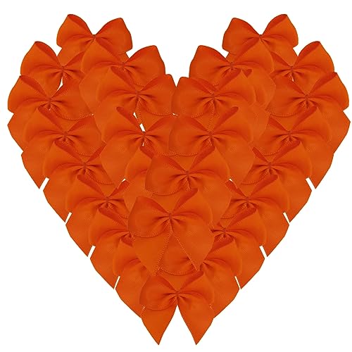 Micomon 50 Stück 4,1 cm Mini-Schleifen zum Basteln, orangefarbene Satinbandschleifen, Geschenkapplikationen, Basteln für Weihnachtsdekoration (orange) von Micomon