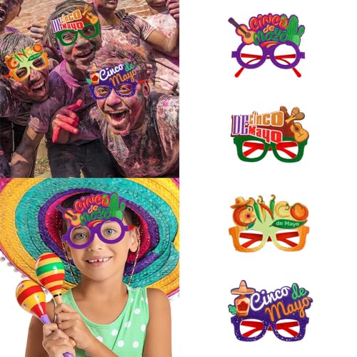 1/n Stück Lustige Party Brillen-Foto Requisiten Maskerade Masken Kostüm Dekoration für Kinder Erwachsene Halloween Karneval Fasching Ball Geburtstag Mexikanischen Hawaiian Party (Mehrfarbig 4pc b) von Micozy