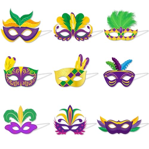 1/n Stück Lustige Party Brillen-Foto Requisiten Maskerade Masken Kostüm Dekoration für Kinder Erwachsene Halloween Karneval Fasching Ball Geburtstag Mexikanischen Hawaiian Party (Mehrfarbig 9pc) von Micozy