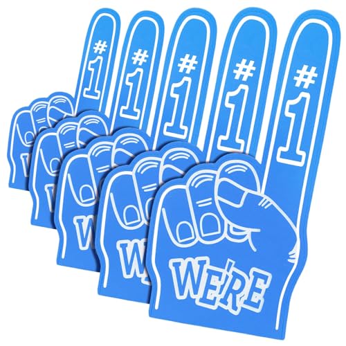 Micpointik 5 Stück Riesige Schaumstofffinger, 18 Zoll We're Number 1 Schaumstoff-Hand, Inspirierend Sportfan Zubehör, Schaumstoff Hand für Sportveranstaltungen, Sport-Fan-Spiele (Blau) von Micpointik