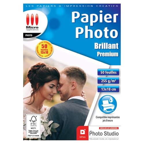 Micro Application - Premium-Fotopapier – 13 x 18 cm – 50 Blatt – Labo Pro-Qualität für Portraits, Familienfotos, Grußkarten – hergestellt in Frankreich – ideal für hochauflösende Drucke von Micro Application
