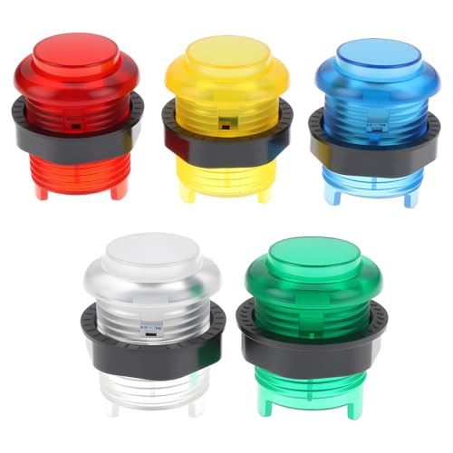 Micro Traders Arcade-LED-Tasten, 28 mm, kompatibel mit Arcade-Konsole, Holzkonsolen, Metallplatten und mit allen Arten von Anime-Konsolen, 5 Stück von Micro Traders
