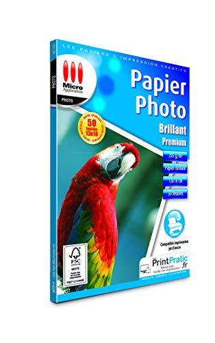 Micro Application 50 Stück Papiere Foto glänzend 13 x 18 cm weiß von Micro Application