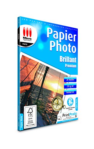 Micro Application Premium 20 Stück Papiere Foto glänzend A4 weiß von Micro Application