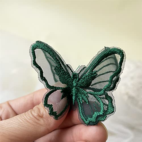 10 Stück Schmetterling Spitze Applique Organza Stickerei Spitze Applikationen Nähen Patches für Bastelprojekte (grün) von Microheal