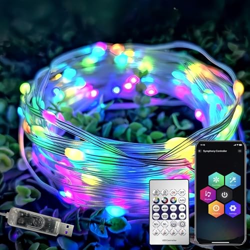 10M RGB Lichterkette Farbwechsel - Smart App & Fernbedienung,Musik-Sync,Timer,200+ Modi - Wasserdichter USB-Lichtschlauch für Innen/Außen- für Weihnachten,Hochzeiten,Partys,Haus & Garten Deko von Microwear